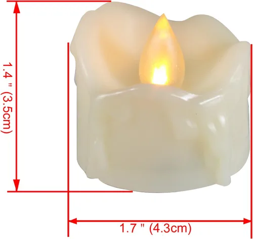 Vista 2 de Velas pequeñas de luz led, efecto de llama parpadeante, con pilas y control remoto. Luces decorativas para bautismo, bodas, fiestas, regalos. 6