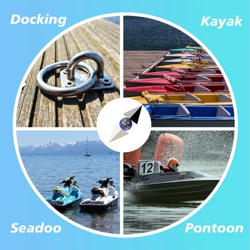 Vista 6 de Líneas de muelle elásticas para barcos de 4 pies, cuerda de ancla elástica resistente con ganchos, líneas de muelle seguras, amarres para jet ski