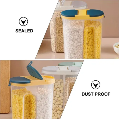 Vista 5 de Cabilock Recipientes herméticos para almacenamiento de alimentos, contenedor dispensador de cereales, 2 compartimentos, recipientes