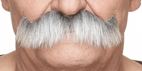 Vista 48 de Mustaches Self-Adhesive Fake Mustache, Synthetic Fur Costume Accessory Set Arqueólogo gris con blanco