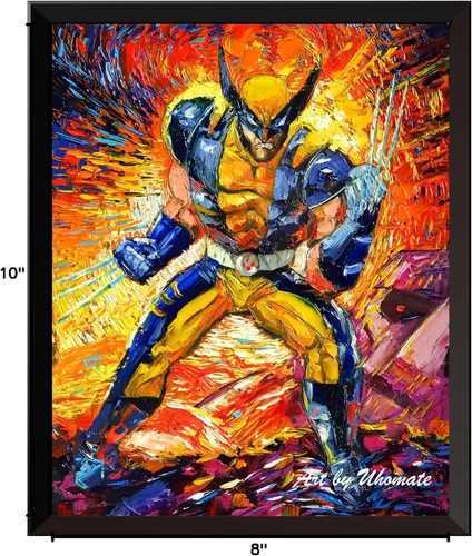 Vista 5 de Uhomate Póster de superhéroe X-Man Wolverine de Vincent Van Gogh, noche estrellada, póster para el hogar, lienzo para pared, decoración