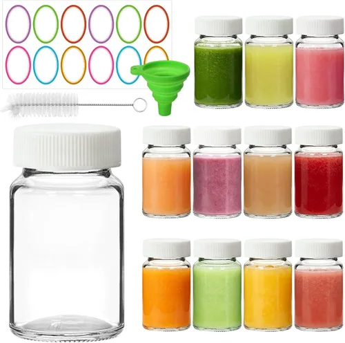 Vista 8 de 4oz Ginger Shots Bottles 16Pack- Portable Leakproof Glass Jars with Lids Botellas pequeñas de vidrio para zumo con tapas para inyección de bienestar
