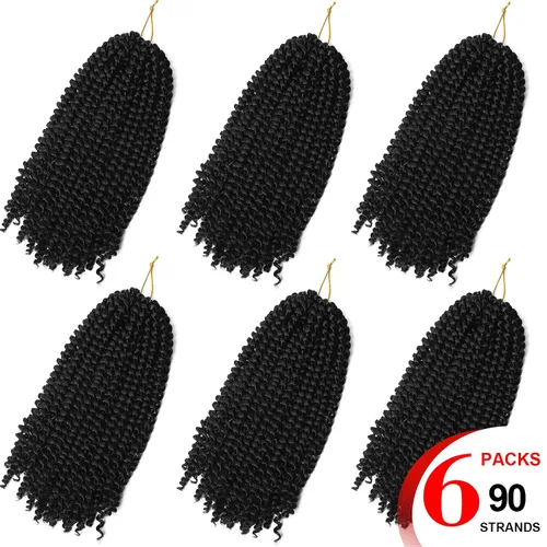 Vista 2 de Extensiones de cabello sintético rizado en espiral con volumen para trenza de croché