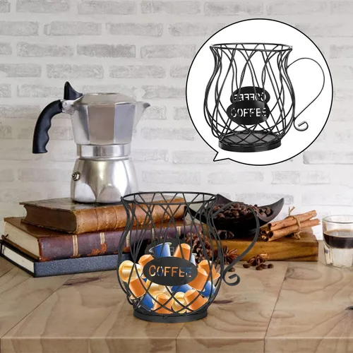 Vista 4 de Soporte multiusos para cápsulas de café con forma de taza, organizador de cápsulas de café de gran capacidad, elegante cesta de almacenamiento
