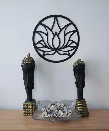 Vista 2 de dogalmasacom Arte de pared de metal de flor de loto, decoración de pared redonda de mandala de metal, arte de pared colgante para yoga, zen