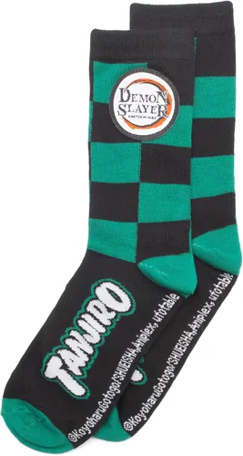 Vista 4 de Culturefly Demon Slayer Tanjiro - Juego de regalo de 3 piezas (incluye 1 par de calcetines, 1 llavero y 1 taza), Verde