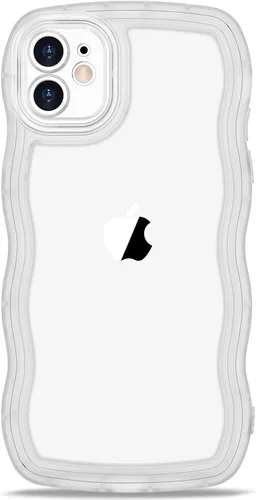 Vista 75 de Anuck Funda para iPhone 13 Pro con borde ondulado, diseño trasero transparente, agarre antideslizante, forma de marco rizado ondulado, a prueba