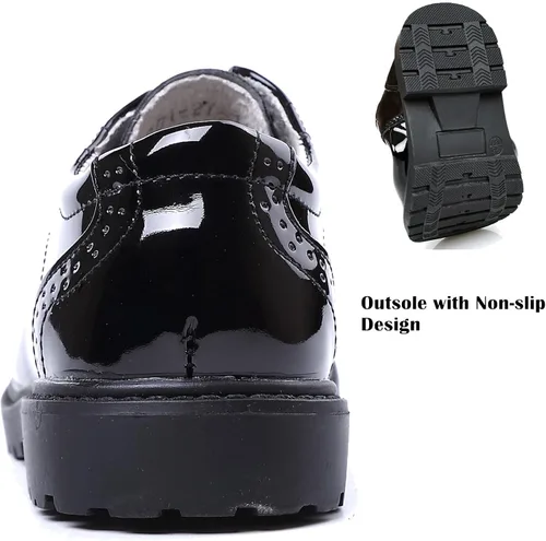 Vista 5 de DADAWEN Zapatos de uniforme escolar con cordones para niños y niñas, cómodos zapatos de vestir Oxford (bebéniño pequeñoniño grande)
