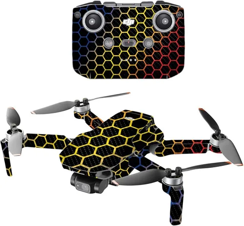 Vista 5 de MightySkins - Drone portátil de fibra de carbono compatible con DJI Mini 2, morado antiguo, acabado de fibra de carbono texturizado protector