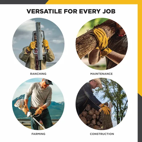 Vista 5 de Wells Lamont Work Gloves Men and Women, Cowhide Leather Work Gloves, Adjustable Wrist
