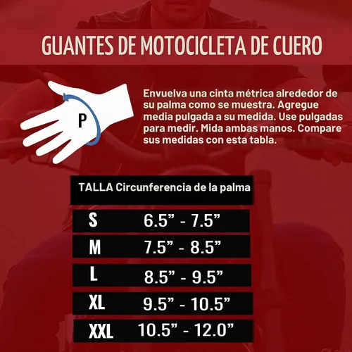 Vista 6 de Guantes de piel de anilina de vaca para motocicleta de hombre con control deslizante