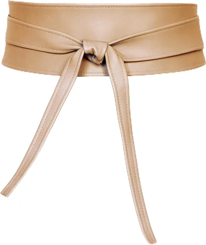 Vista 14 de Cinturón Obi de cuero para mujer, cintura ancha de 3 pulgadas, hecho a mano Beige
