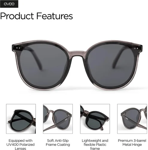 Vista 6 de Gafas de sol clásicas redondas retro para mujeres y hombres con lente polarizada - (Billie)