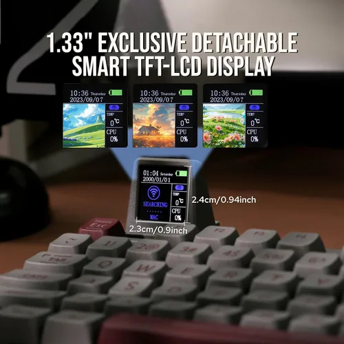 Vista 5 de EPOMAKER RT100 - Junta de 97 teclas BT5.02.4GUSB-C Teclado mecánico con pantalla de visualización personalizable, perilla, enchufe intercambiable