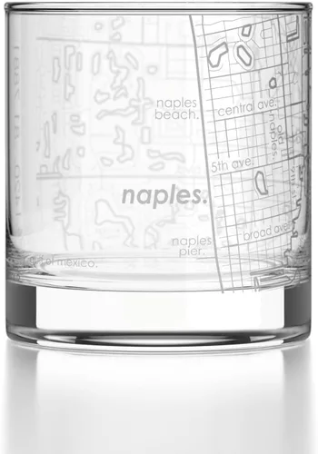 Vista 28 de Well Told Vaso de rocas grabado con mapa de Akron, Ohio, cristalería estilo antiguo (325ml, transparente) Vaso de bourbon grabado, regalos