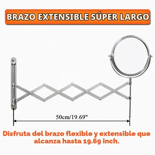 Vista 7 de Espejo extensible Welllink de 7 pulgadas, 3X y 1X cromado 3