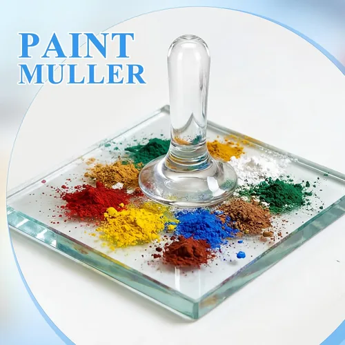 Vista 5 de Nuanchu Muller de vidrio para hacer pintura, suministros de arte Muller de 1.57 pulgadas para artistas, aparato de maja para acuarela, aceite