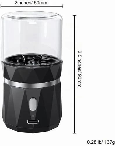 Vista 3 de Mini molinillo eléctrico de hierbas pequeño, trituradora de especias con 2inx3.5inches 1.7oz/1.7 fl oz tarro de vidrio, portátil recargable