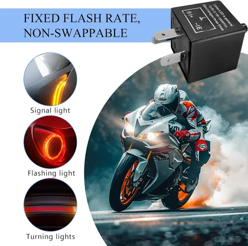 Vista 5 de Relé intermitente electrónico de 3 pines CF13 EP34, relé intermitente LED CF-3 con función de velocidad ajustable, relé intermitente de señal