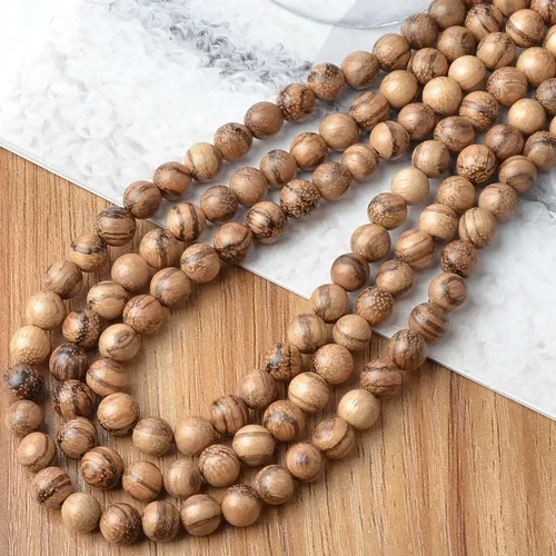 Vista 17 de MASSIVE BEADS - KIT de 960 cuentas de madera redondas sueltas mixtas naturales de 6 mm para hacer joyas, con hilo e agujas (12 de madera, 6 mm)