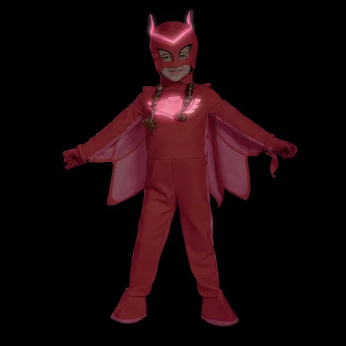 Vista 4 de Owlette Costume, Official PJ Masks Glow Costume Jumpsuit and Mask