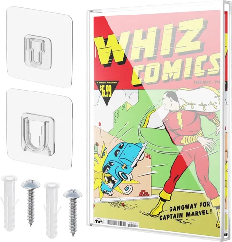 Vista 8 de Vitrina transparente para cómics, marco acrílico de cómics para montaje en pared, almacenamiento de cómics coleccionable, pantalla de protección UV