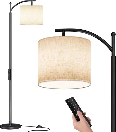 Vista 19 de SUNMORY Lámpara de pie de arco, lámpara de pie moderna con bombilla de 9W y 3 temperaturas de color, lámparas de pie de metal con pantalla colgante
