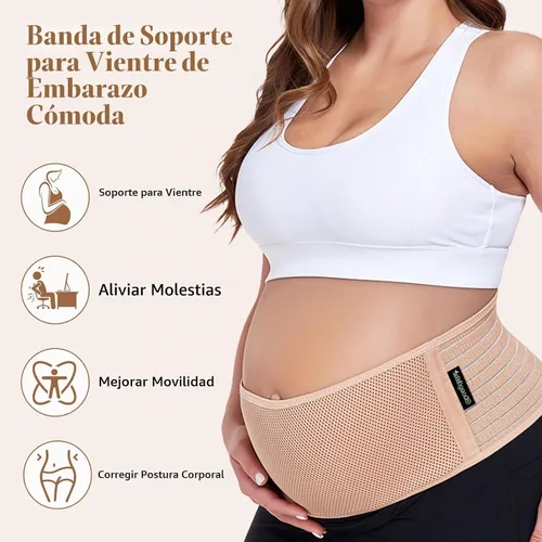 Vista 3 de ChongErfei Pregnancy Belly Band Maternity Belt Back Support Beige