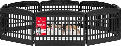 Vista 11 de IRIS USA Corralito para cachorros de 4 paneles de 24 pulgadas, 35 x 35 x 24 pulgadas, corral para perros, corralito para perros en interiores, cerca