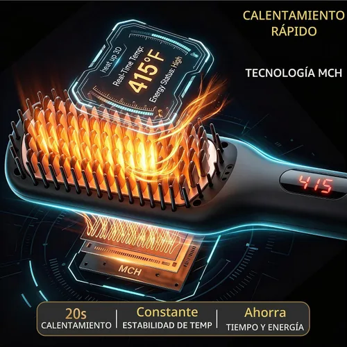 Vista 4 de MEGAWISE Cepillo alisador de cabello, cepillo de cerámica iónica