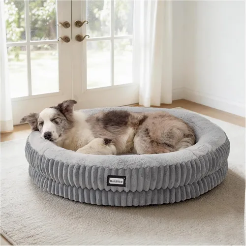 Vista 13 de BALANCE Cama para gatos, cama redonda lavable para gatos de interior, cama de felpa súper suave de piel sintética para cachorros y gatitos con parte