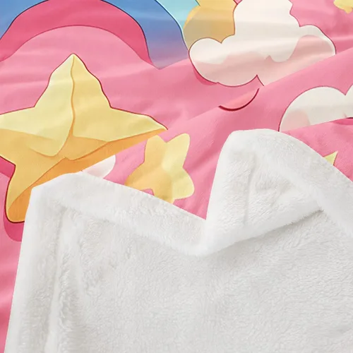 Vista 4 de Princess Flannel Blanket All Seasons,Rainbow Cloud Stars Butterfly Bed Blanket for Kawaii Home Decor,Dreamy Fairy Tale Castle Blanket for Kids Girls