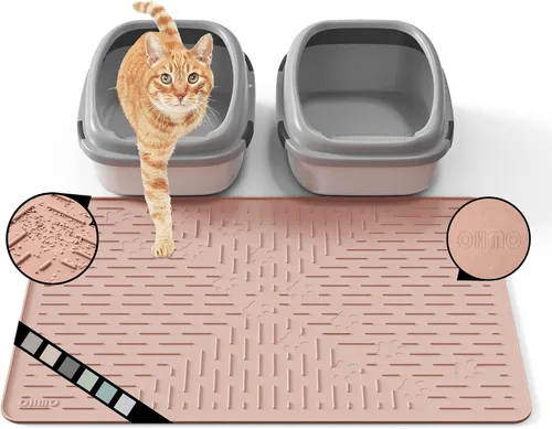 Vista 9 de OHMO Alfombrilla Grande para Arena de Gatos Alfombrilla de Captura Premium Goma de Silicona 31.5 x 23.6 pulgadas Gris Ceniza, Alfombrilla para Caja