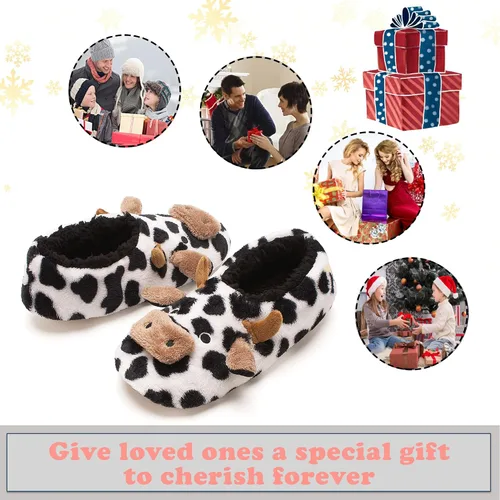 Vista 6 de cosyone1997 Lindas pantuflas de animales para niños, niñas y mujeres, calcetines de casa mullidos con suela antideslizante suave, regalos únicos