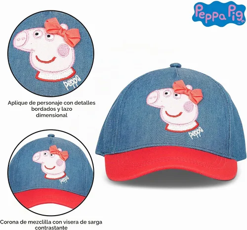 Vista 3 de Hasbro Gorra de béisbol para niñas, Peppa Pig ajustable, para niños de 2 a 4 años Azul