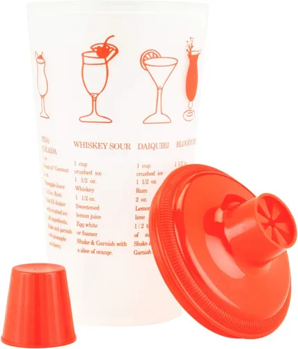 Vista 2 de Collins - Coctelera roja para recetas con tapa y colador integrado, 30 onzas Rojo