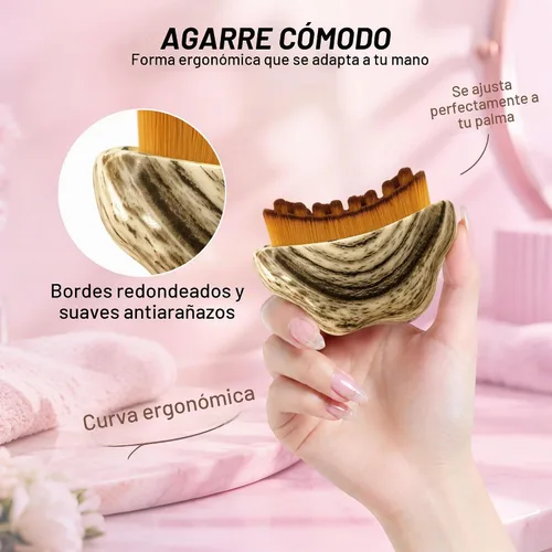 Vista 9 de Cepillo facial de drenaje linfático, masajeador Gua Sha desmontable Nuevo-2 piezas