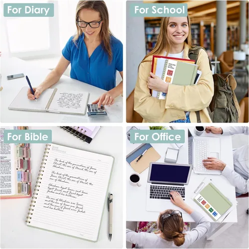 Vista 7 de LABUK Cuaderno de espiral de 8.5 x 11 pulgadas, cuadernos A4 de tapa dura para mujer, 55 hojas y 110 páginas, diario grande para el trabajo