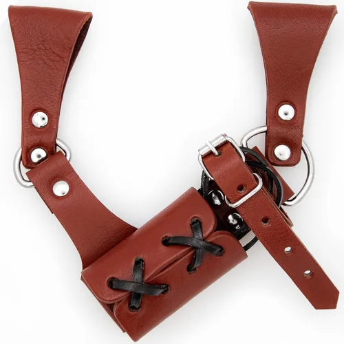 Vista 25 de Armory Replicas™ - Rana espada de cuero hecha a mano – Disfraz medieval LARP hebilla ajustable y cinturón de arma con cable soporte