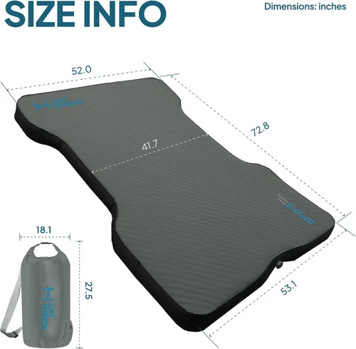 Vista 6 de LOSTHORIZON Colchón de aire para cama de camión de camping con espuma, almohadilla autoinflable para dormir para Tacoma de 6 pies con bomba de aire