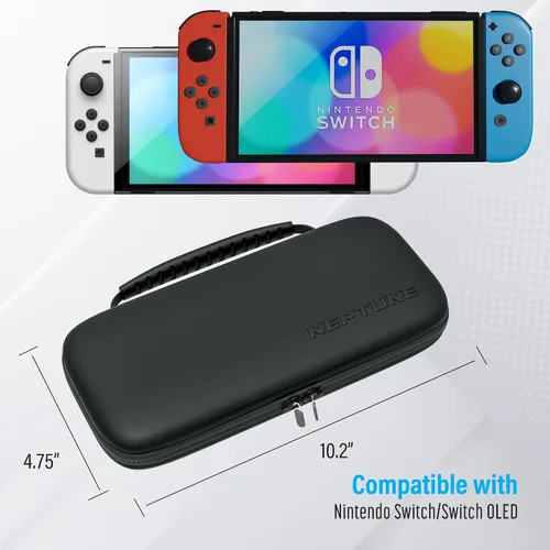 Vista 4 de Switch Carry Case - Protective Shell for Switch & OLED - Game Cartridge Holder - Water & Scratch-Resistant - Travel-Friendly Accessory With