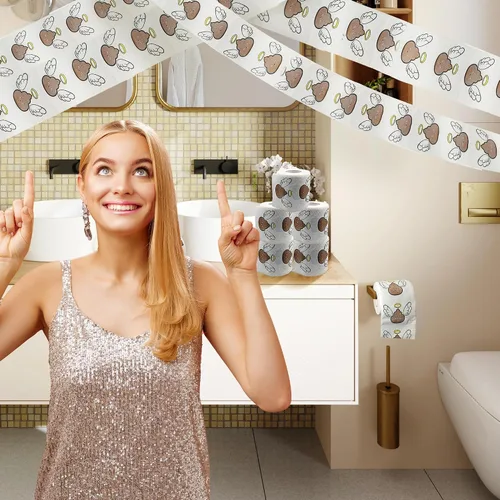 Vista 6 de Poop - Decoraciones de feliz cumpleaños para mujeres, hombres, ella, él, 3 capas, 150 hojas, rollo de papel higiénico novedoso, papel higiénico
