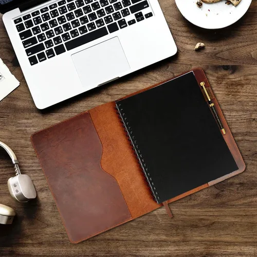 Vista 4 de Funda de cuero de grano completo resistente (8.5 x 11 pulgadas), Cahier XXL recargable, Cuaderno espiral recargable (8.5 x 11 pulgadas), Funda