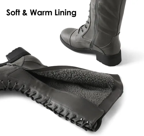 Vista 2 de DREAM PAIRS - Botas de poliuretano a la rodilla para mujer, estilo de equitación o combate