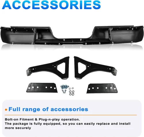 Vista 5 de SOCKIR Conjunto de parachoques trasero con revestimiento antioxidante compatible con Dodge Ram 1500 1994-2001 y Ram 2500 3500 1994-2002 modelos