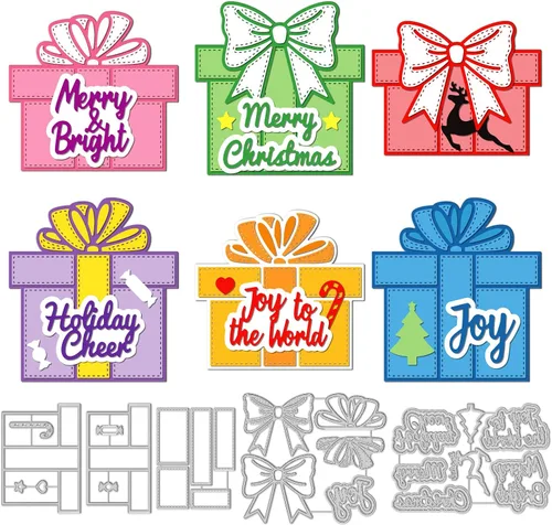 Vista 8 de GLOBLELAND 3 juegos de troqueles de corte de luces de Navidad para álbumes de recortes, tira de luces de metal, troquelados, plantillas de estampado