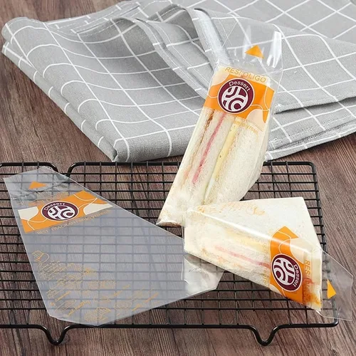 Vista 6 de 200 envoltorios de plástico para sándwiches, contenedores desechables transparentes para sándwich, caja de cuña, embalaje triangular para panadería