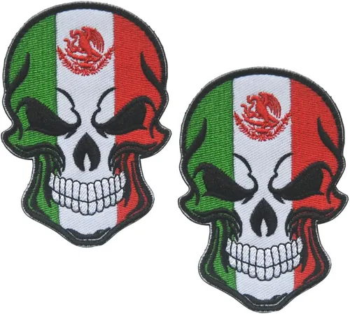 Vista 6 de AliPlus - 2 parches de calavera con bandera estadounidense de EE. UU., gancho y bucle