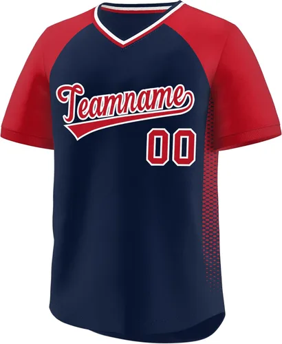 Vista 31 de Camiseta de béisbol personalizada con cuello en V para hombres, mujeres y jóvenes, camisetas de béisbol personalizadas con costuras o estampadas