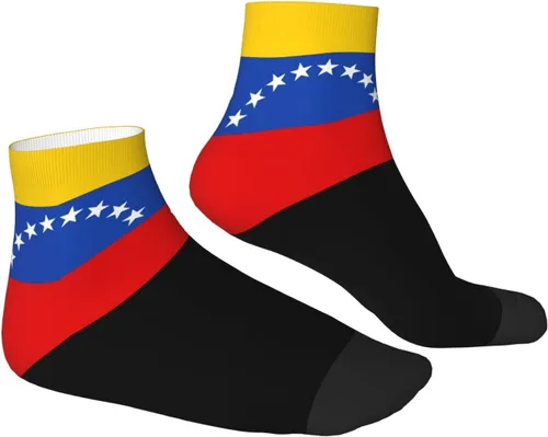 Vista 3 de GDJF Calcetines tobilleros de la bandera de Venezuela para verano, corte bajo, deportivos, cómodos, transpirables, casuales, para hombre y mujer, 1